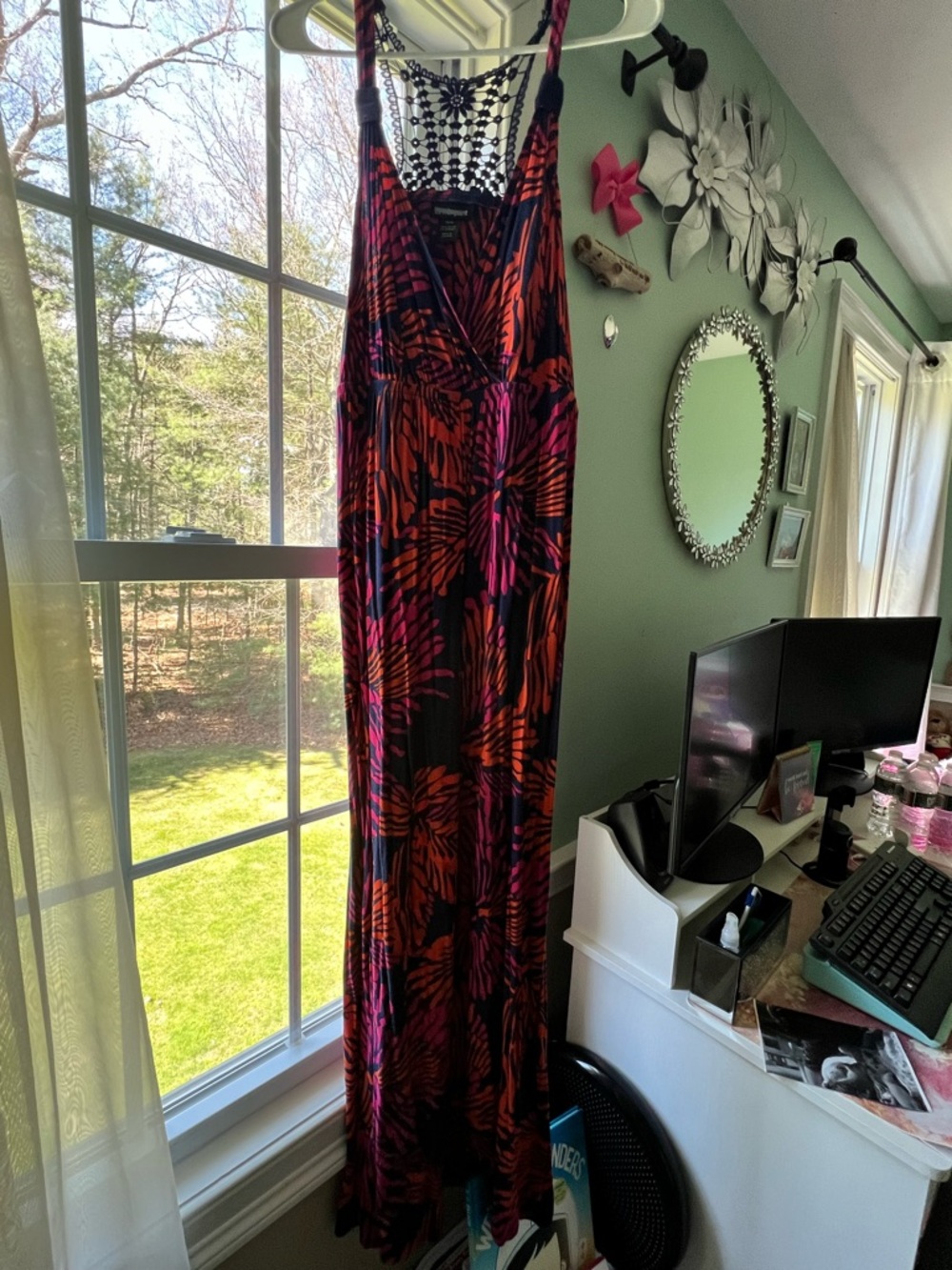 Lane Bryant Black Dress with Fuchsia & Orange Abstract Print